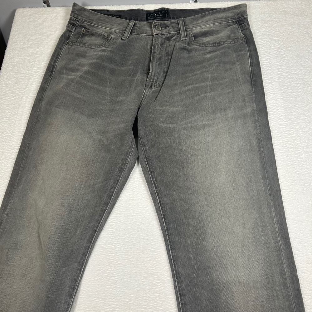 Lucky Brand 221 Original Straight Jeans Mens 34L Gray Perth Faded Denim Pants